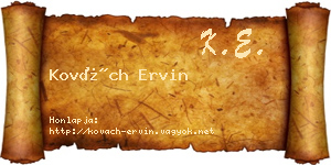 Kovách Ervin névjegykártya