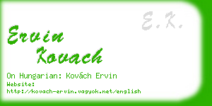 ervin kovach business card