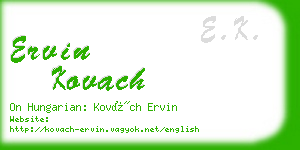 ervin kovach business card